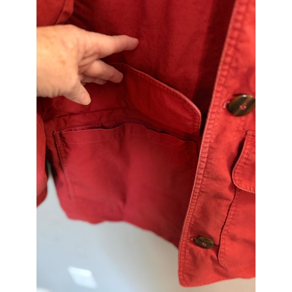 VTG Lifes Adventures Corduroy Chore Coat L Maroon Cotton Barn Country Western - Picture 8 of 13
